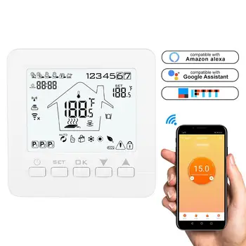 

WiFi Smart Thermostat Temperature Controller for Water/Electric floor Heating Water/Gas Boiler Works with Alexa Google Home