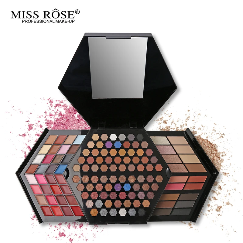 

Miss Rose Professional Makeup Kit Full Color Matte & Shimmer Eyeshadow Palette Highlighter Face Powder Concealer Blusher