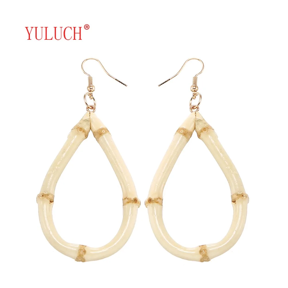 Серьги-капельки YULUCH из бамбука для женщин вечеринок простая подвеска аксессуары