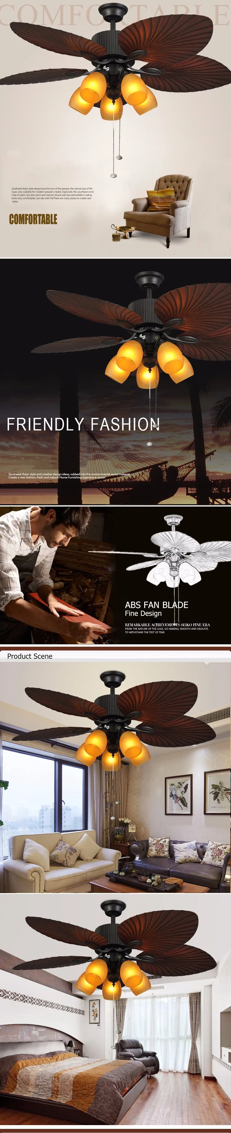 Unique Used Leaf Design Ceiling Fan Light With Southeast