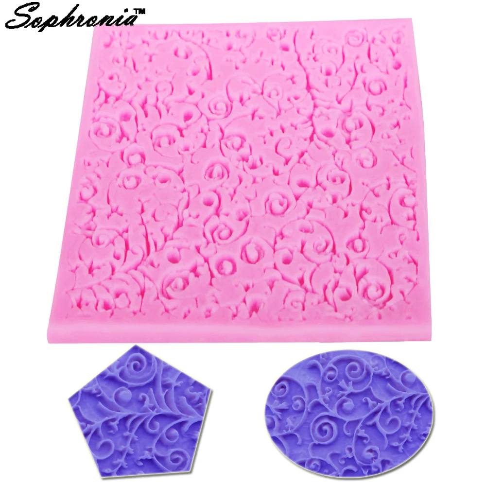 

Sophronia New Design Vines Silicone Mat Lace Mold Embossing pad Fondant Decorating Tools Silicone Bakeware m332,10.2*10.2*0.8cm