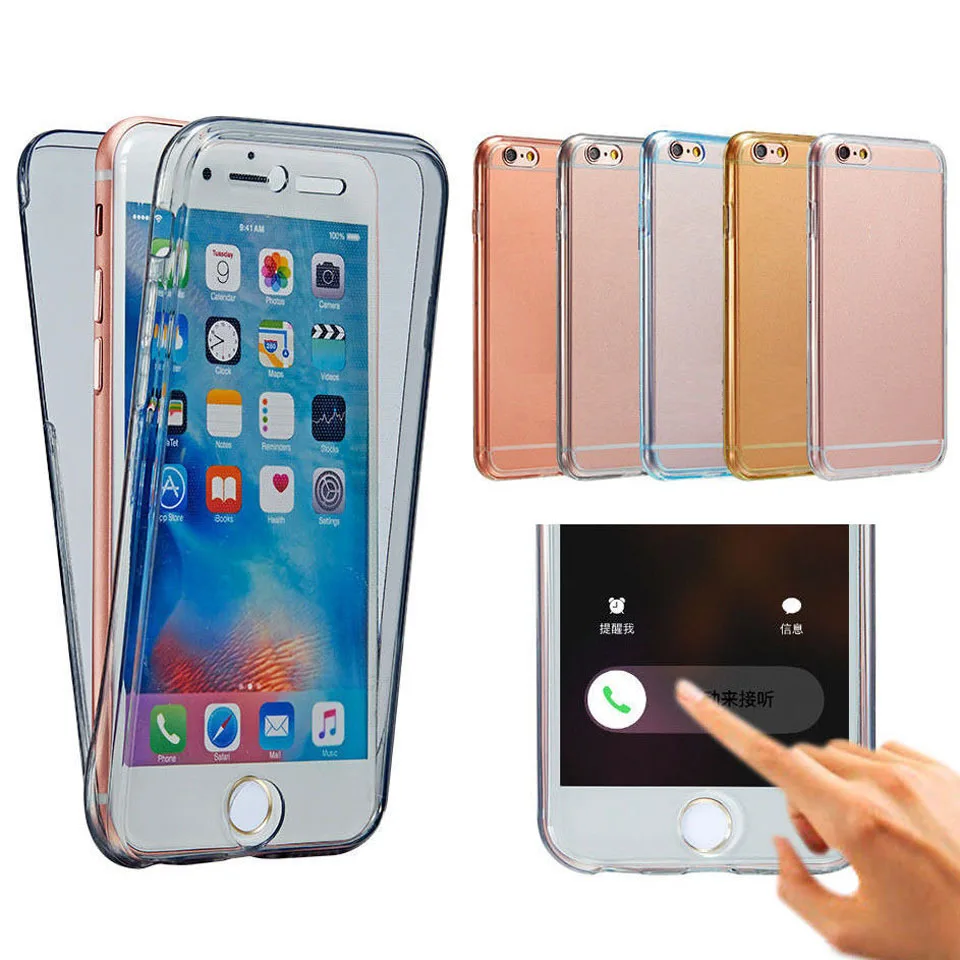 

360 Full Cover 2 in 1 TPU Cover For Iphone 6 Case Soft Shell On For Apple Iphone 5 SE 6 7 8 Plus X Sillcone Phone Cases Bag