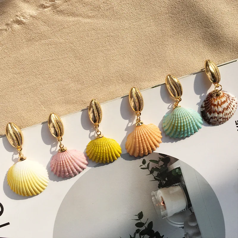 

AENSOA Unique 5 Color Irregular Natural Shell Earrings For Women Statement Beach Drop Earrings 2019 Fashion Jewelry Wholesale
