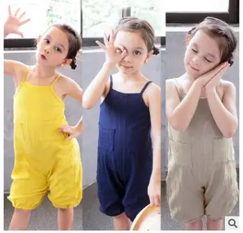 

WASAILONG new Children's summer children's suspenders jumpsuits Men's and women's baby loose casual bibs