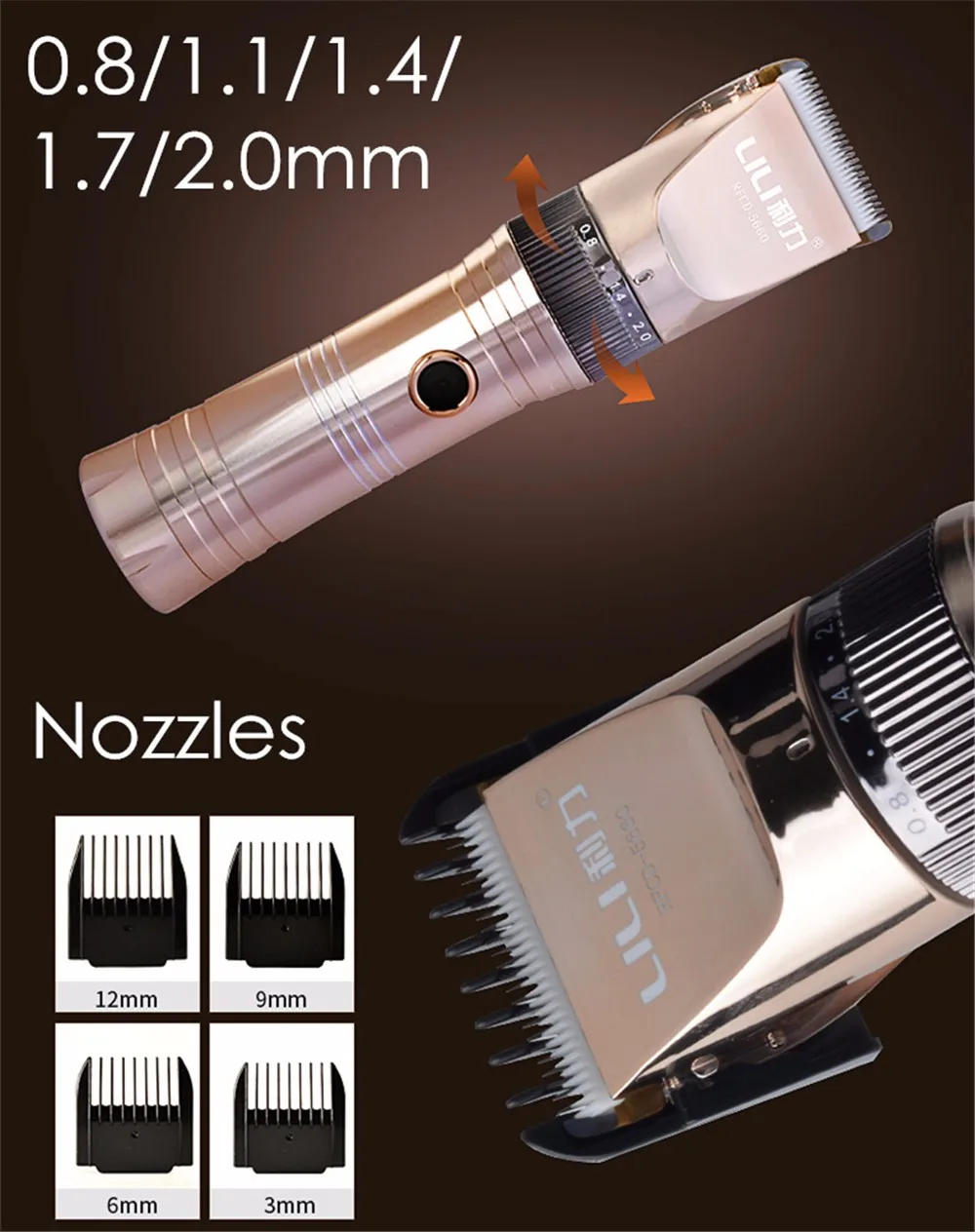 Профессиональная машинка для стрижки волос Титан лезвие литий-ионный Перезаряжаемые Электрический триммер волос Резка машина для Для мужчин Алюминий сплав