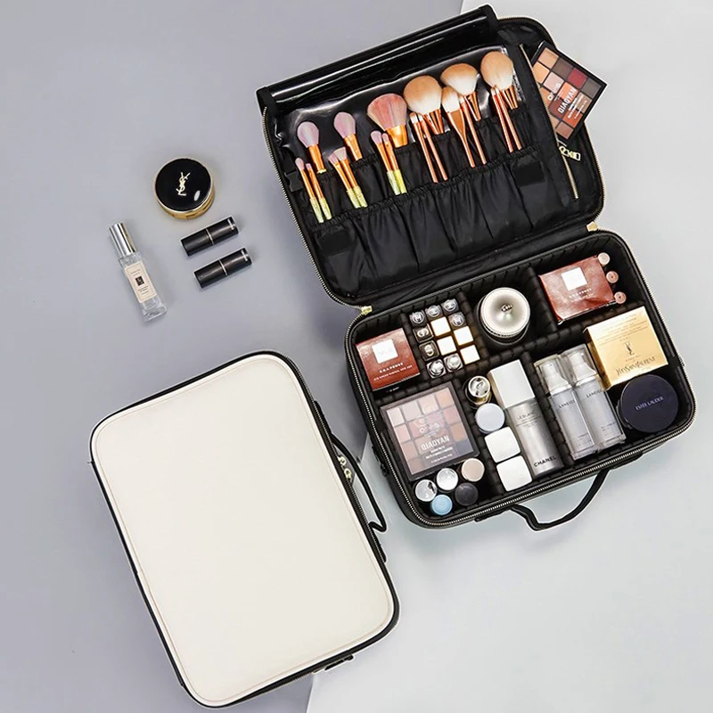 

2019 Clapboard Cosmetic Bag Professional Make Up Box Large Capacity Storage Handbag Travel Insert Toiletry Makeup suitcase