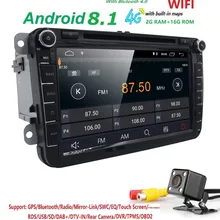 Android 8.1 8 “2din Car DVD per VW POLO GOLF 5 6 POLO PASSAT B6 CC JETTA TIGUAN TOURAN EOS SHARAN SCIROCCO CADDY con 4 GGPS Navi