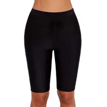 Женские пляжные шорты, купальник с высокой талией, танкини, длинные спортивные обтягивающие капри, Шорты для плавания