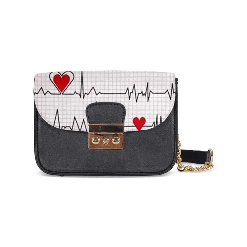 

VEEVANV Brand Design Sling Bags Women Fashion Luxury PU Leather Nurse Heart 3D Printing Chain Shoulder Bags Women Messenger Bags