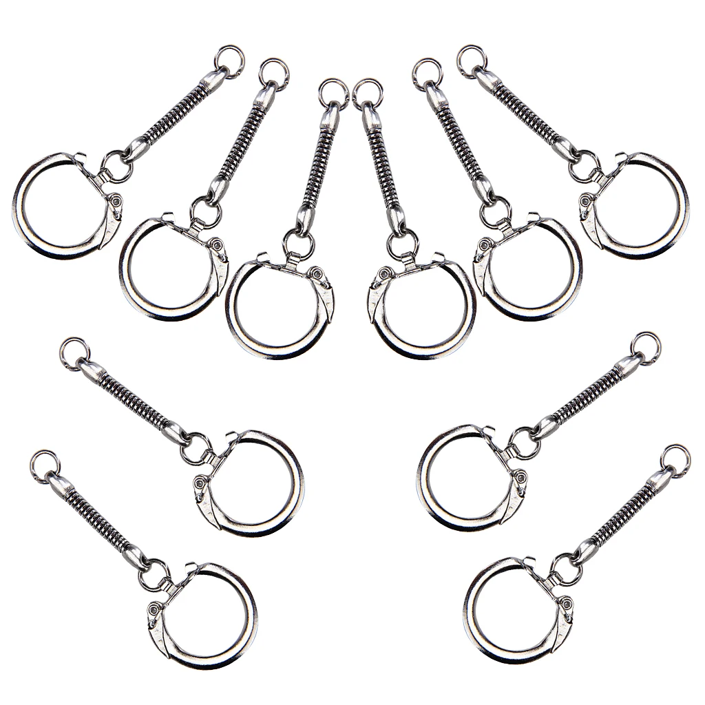 10pcs Silver Metal  Chain W. Clasp Key Ring Keychain Keyring Bag Charm Crafts Supplies