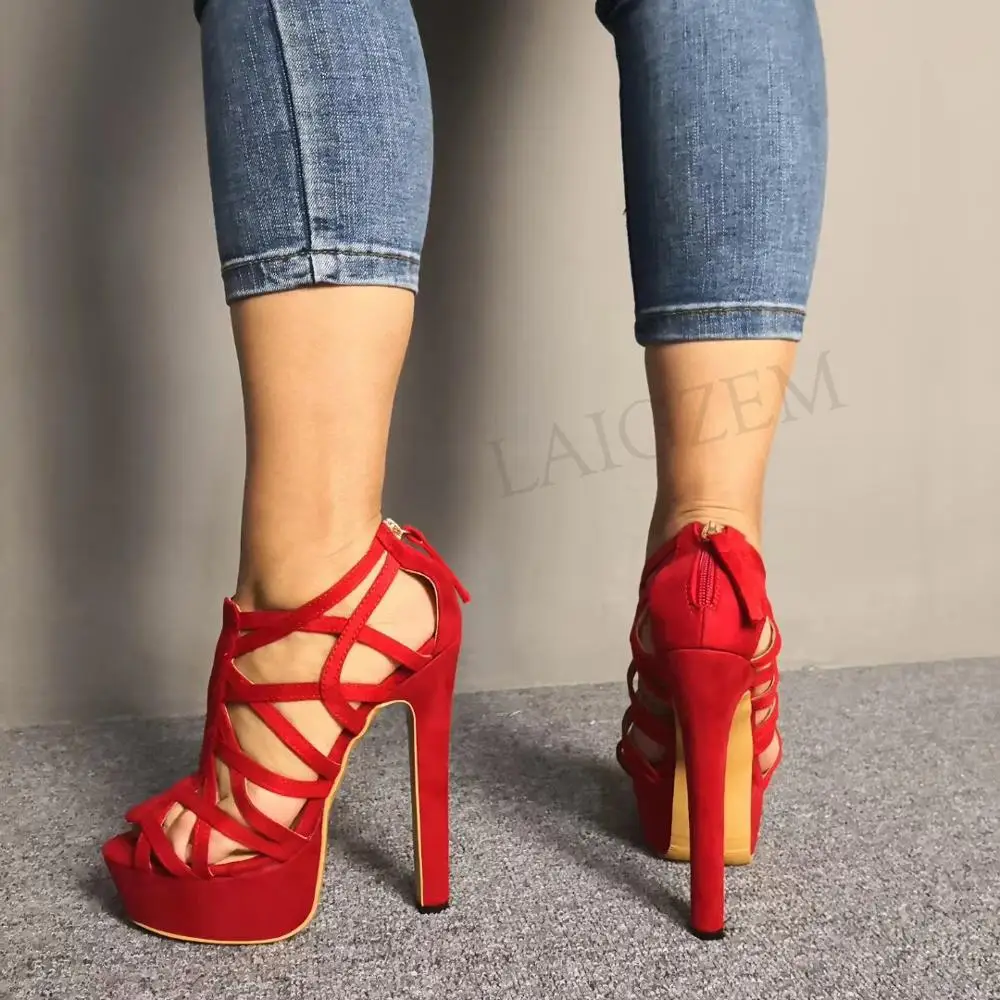 strippy heeled sandals