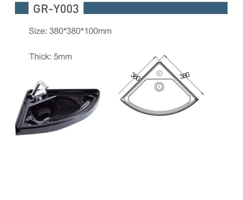 Лодка Караван RV Camper черная акриловая треугольная раковина 380*380*100 мм GR-Y003
