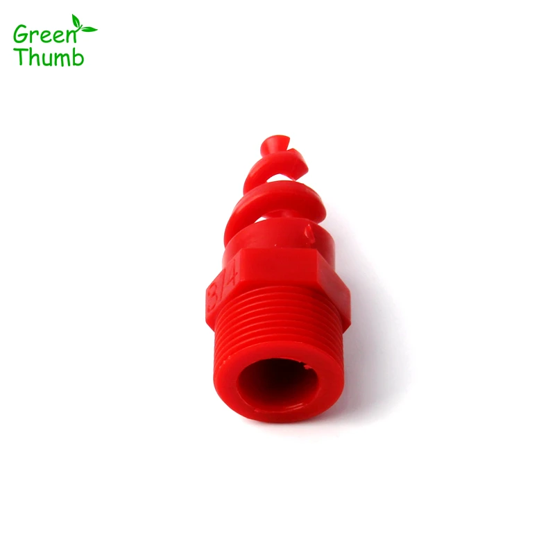 

4pcs Green Thumb 3/4 Inch Male Thread Plastic Spiral Nozzle Red Atomization Sprinkler Heads Garden Irrigation Nozzle