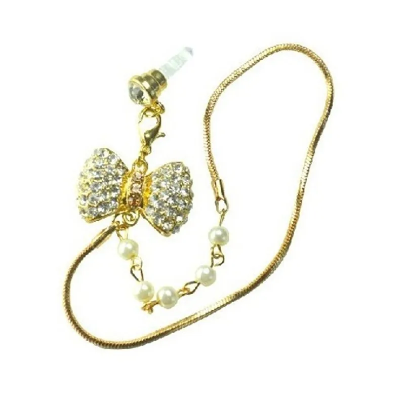 Rhinestones Bow-Knot Headphones Dust Plug Cute Bow tie 3.5mm Earphone Dust-Plug Cellphone Headset Anti Plugs Phone Accessories