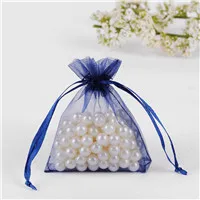 Bolsas de regalo, сумки из органзы, 15x20 см, 100 шт, organizador de joyas, свадебные украшения, Подарочная сумка с логотипом на заказ - Цвет: Navy