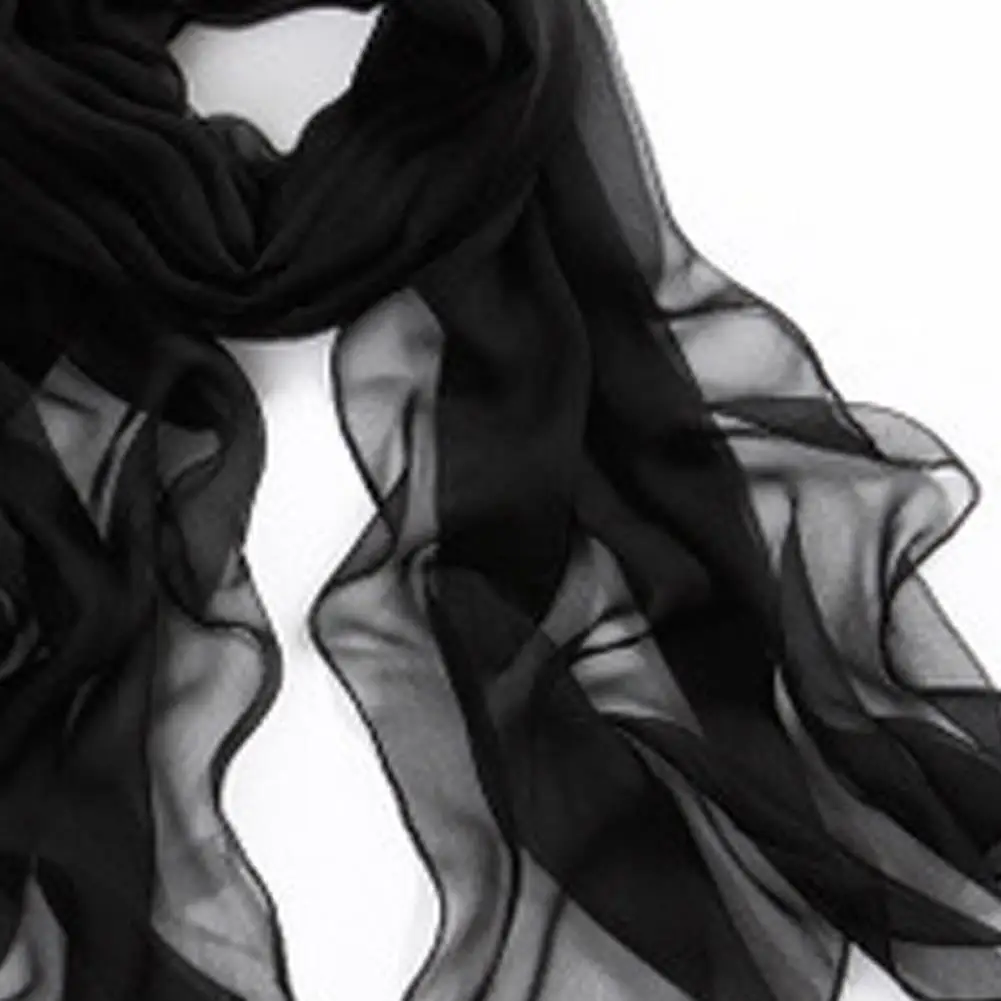Сплошной цвет шифоновый шарф черный дизайн длинный шарф накидка солнцезащитный тонкий шарф весна и осень женский