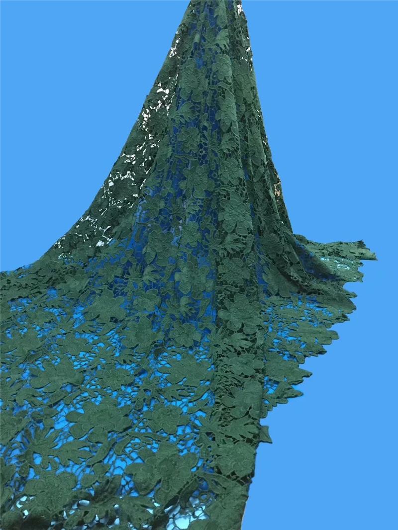 

2019 latest high quality african cord lace fabric, chemical lace water soluble guipure lace fabric green african lace fabric