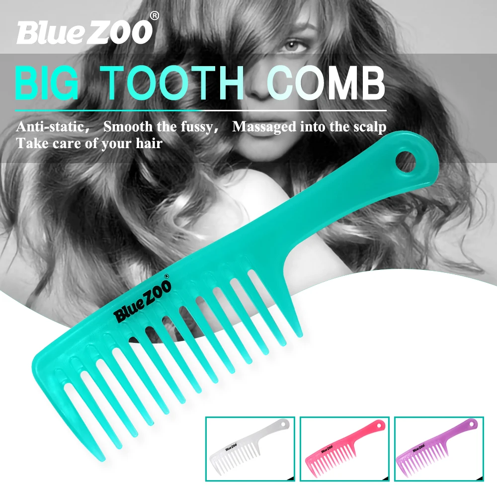 Синий зоо карамельный цвет гребень пластик широкий зуб волос расчески антистатические прочный синий фиолетовый розовый белый для женщин стиль гребень BZ127