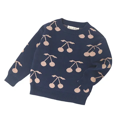 Children Baby Girls Dot Sweater Boys Autumn Winter Girls Kids Girls Boys Sweater Clothes 1-6 years - Цвет: y19011 Navy blue