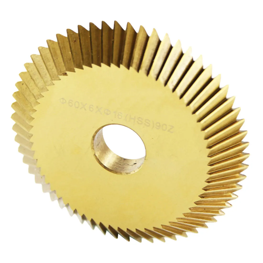 

Key Machine Disk Cutter HSS Cutting Saw Blade 90T Single-sided Tooth for Cutting Machine Titanium Plating 60*6*16mm