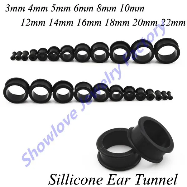 Tunnel Earrings Sizes 2pcs Choose Size 2 12mm Black Uv Acrylic Ear Fhjewe 22 Pcs Hollow Gauges Kit Silicone Ear Plugs Flesh Tunnels