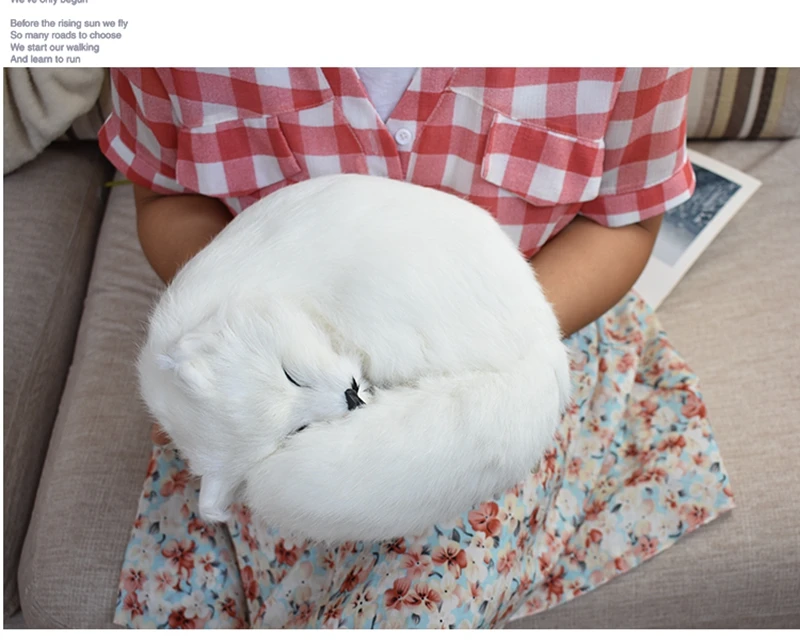 high simulation fox White fox Toy fairy Sleeping fox cute animal for girl girlfriends creative gift desktop car Decoration 27x27x12 DY80042 (8)