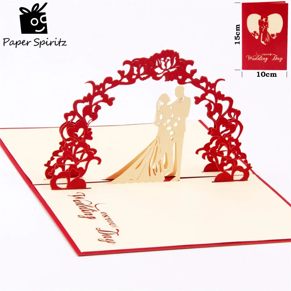  3D pop up Romantic wedding invitation Lover Valentines Day Postcards greeting card laser cut handma - 32843498917