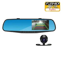 4.3 дюймов IPS Экран Автомобилей Зеркало Заднего Вида Full HD 1080 P автомобиль Парковочная Камера Ночного Видения Автомобильный ВИДЕОРЕГИСТРАТОР с Двумя Объективами Видео рекордер
