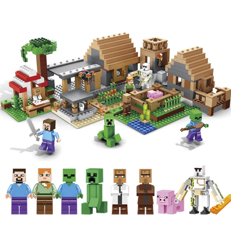 

2019 Minecrafted Legoingly My World Building Blocks Village The Tree House Series Kits Figures Educational Toys For Children