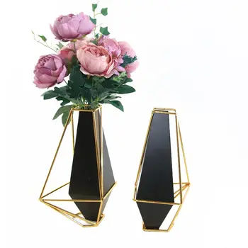 

American Metal Plating Vase Black Vase Hotel Club Living Room Decoration Window Sill Dining Table Wrought Iron Nordic Vase