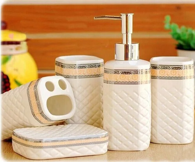 

Ceramic bathroom set European five pieces sets accessaries wash set toothbrush holder shukoubei dental soap box wedding gifts