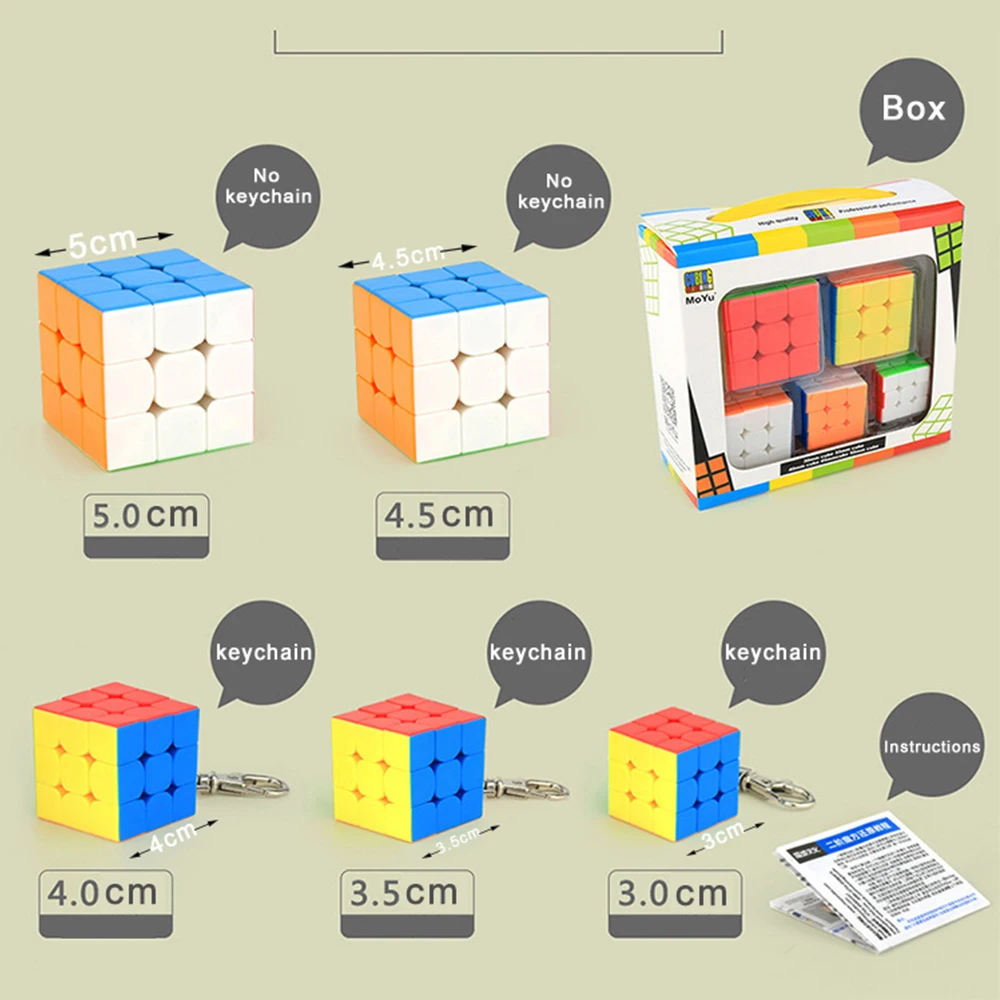 5 шт. мини 3x3x3 скоростной магический куб с комплектом брелоков Moyu Mofang Jiaoshi MF3S 3x3 Neo