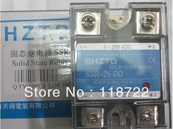 

25A SSR,input 3-32V DC output 5-60V DC single phase solid state relay SSR-25DD,Full ampere high quality,DC control DC SSR relay