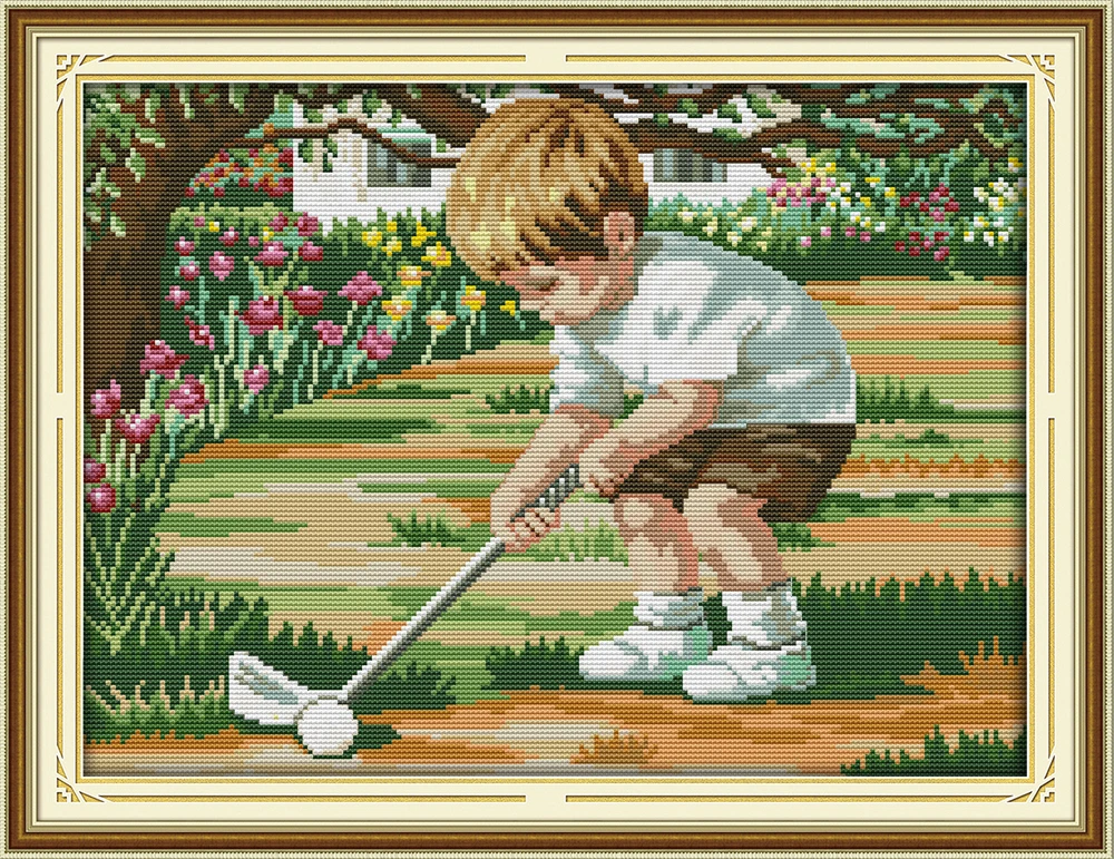 The future of golf cross stitch kit 18ct 14ct 11ct count printed canvas