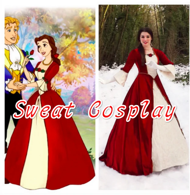 custom made beauty and the beast costume princess belle christmas dress belle costume christmas cosplay - Christmas Belle Movie custom made beauty and the beast costume princess belle christmas dress belle costume christmas cosplay - Christmas Belle Movie