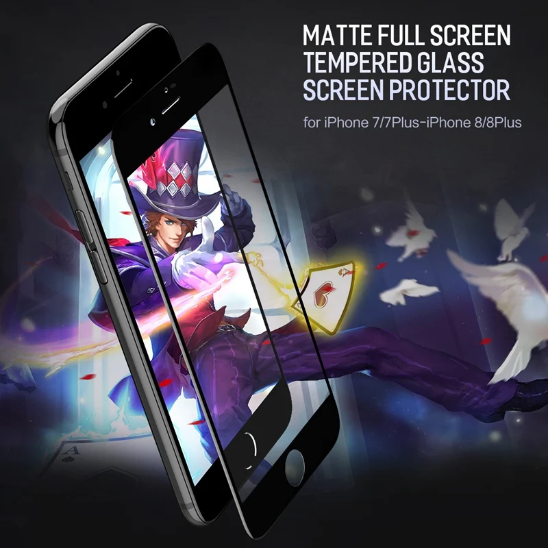  ROCK Screen Protector Gehärtetem Glas Für iPhone 8 7 6 6s Plus 023 MM Weiche 3D Gebogene Volle Abde