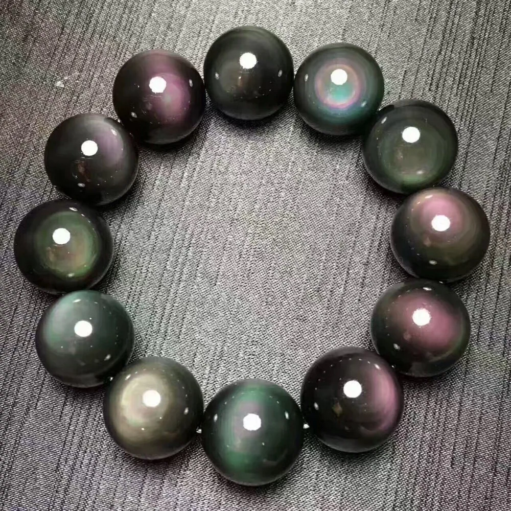 

Natural Colorful Obsidian Gemstone Woman Man Flash Round Beads Bracelet AAAAA Drop Shipping 8mm 10mm 12mm 14mm 16mm 18mm 20mm