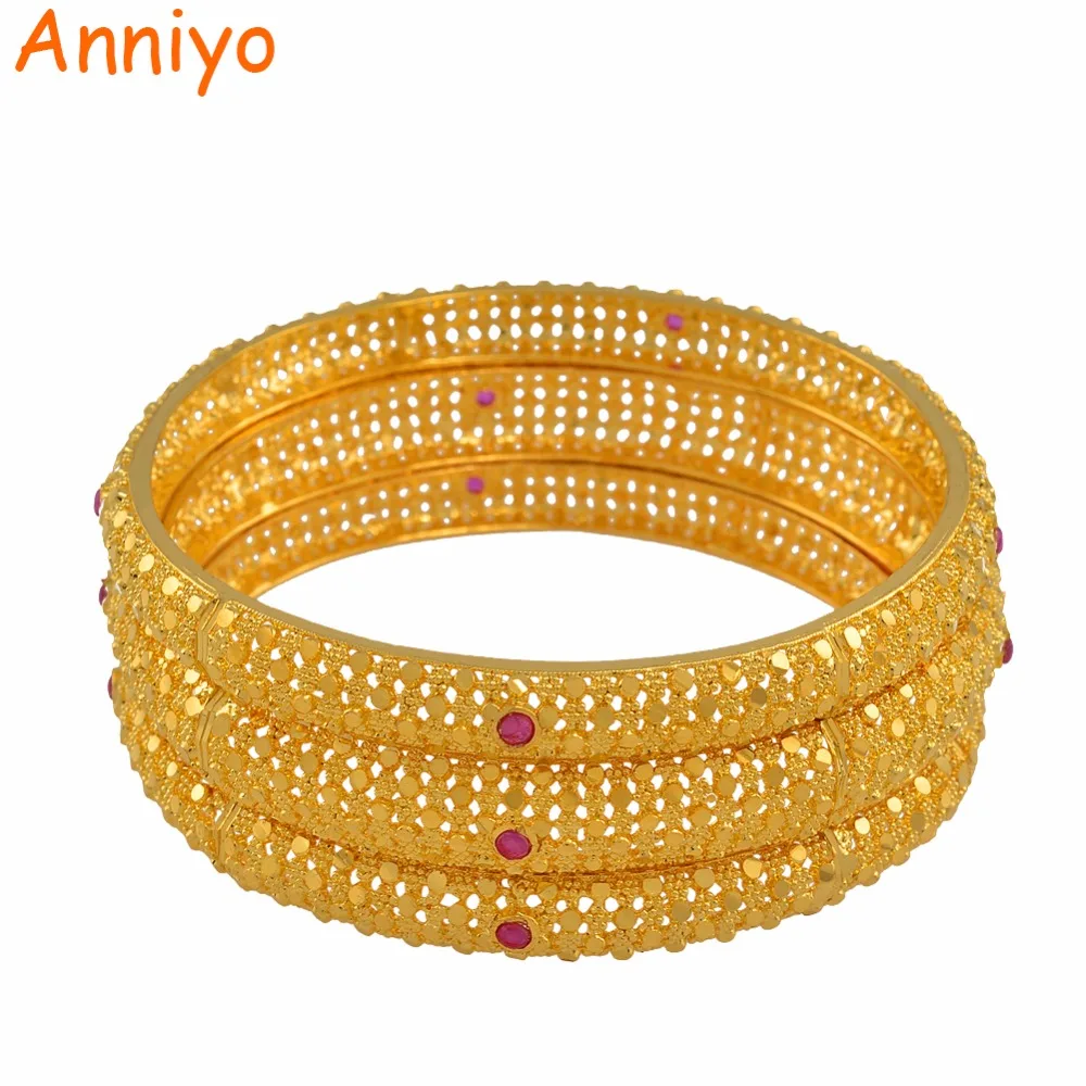 Anniyo (3 шт./лот) Дубай Свадебный браслет для женщин золотой цвет африканские