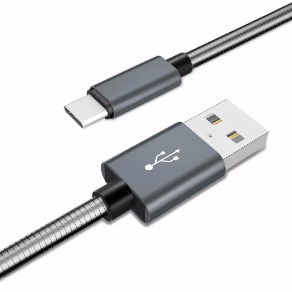 

0.2/1/2 Meter USB Type C Cable 2.4A Fast Charger Steel Soft Spring Cord For Samsung Galaxy S8 S9 Plus A3 A5 A7 2017/Note 8 phone