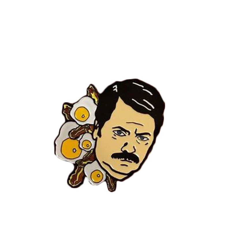 

Fried egg man brooch art pin