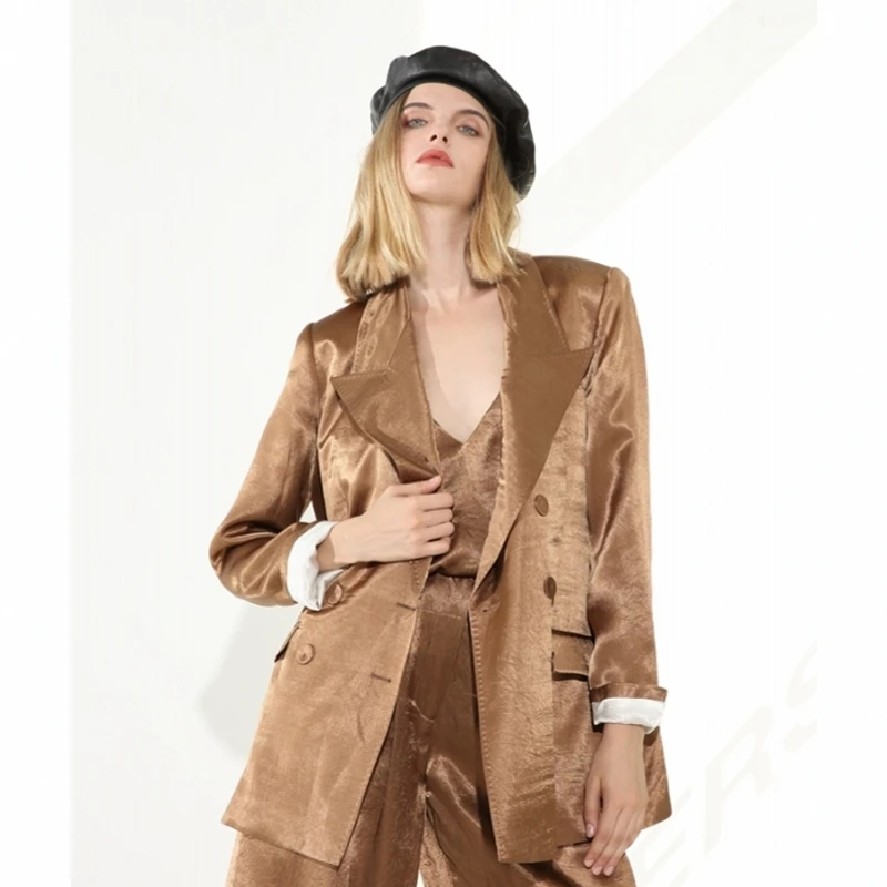 

IRINAW857 Original Design High End shiny acetate blazer women
