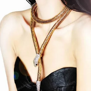 2016 Fashion Collier Femme Jewelry Full Rhinestone Austria Accessories gold silver Crystal Snake longPendant Necklace NJ-140 2016 Fashion Collier Femme Jewelry Full Rhinestone Austria Accessories gold silver Crystal Snake longPendant Necklace NJ-140