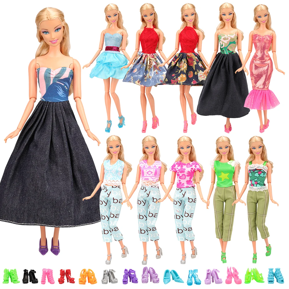 

New Fashion 15 Items/lot doll accessories=5 doll dresses Random+10 Doll Shoes our generation doll clothes for barbie dollS