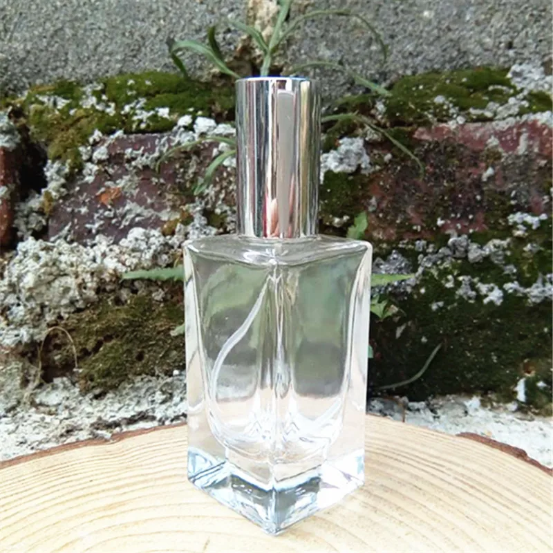 30 ملليلتر مربع الملء عطر زجاجة مع الذهب والفضة غطاء واضح زجاج زجاجة عطر العطر صالح 10 قطعة/الوحدة p150