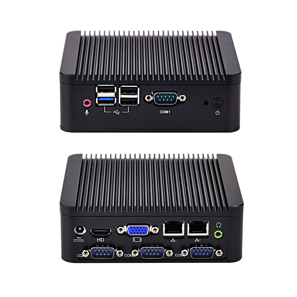 Qotom Mini pc server dual nic quad core Celeron безвентиляторный micro pc X86 barebone промышленных мини-компьютер Linux Ubuntu