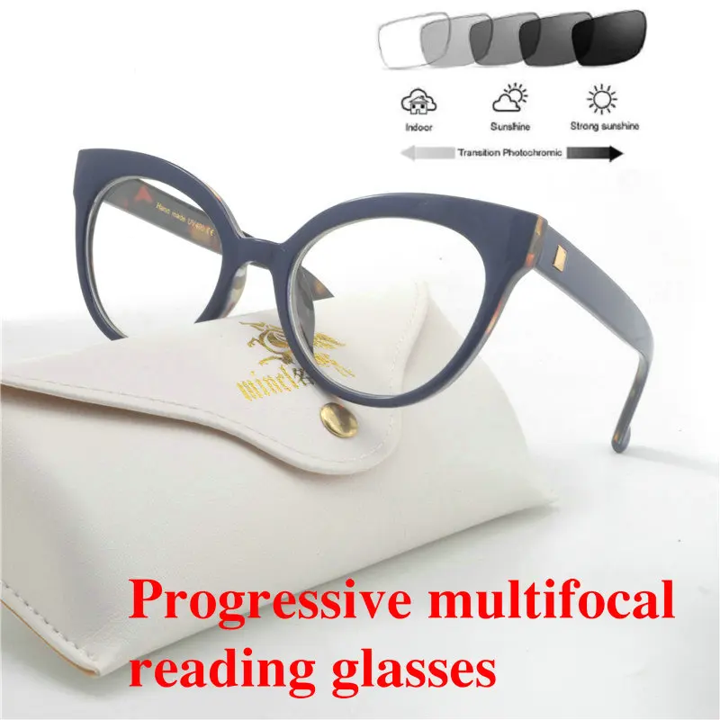 MINCL cat прогрессивные многофокальные очки, солнцезащитные очки для женщин, фотохромные модные диоптрии пресбиопии, очки для чтения NX - Цвет оправы: leopard