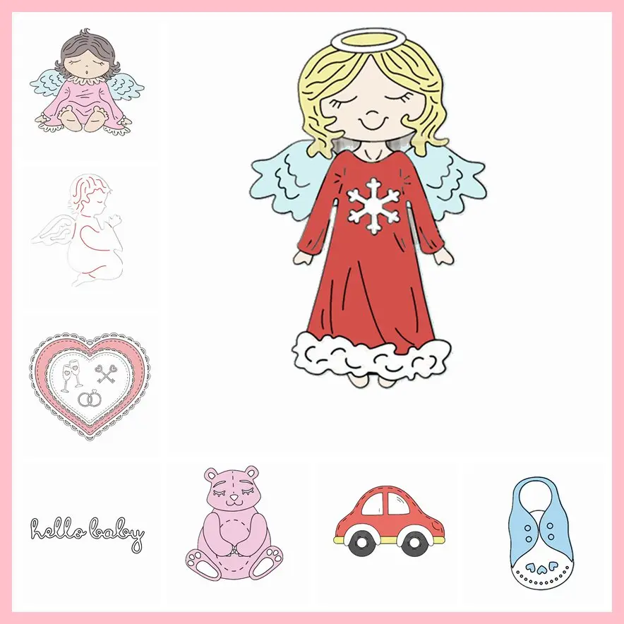 

Sleeping Angels Car Bear Metal Cutting Dies Crafts Card Album Making Scrapbooking Template Stencil Embossing New Dies 2019