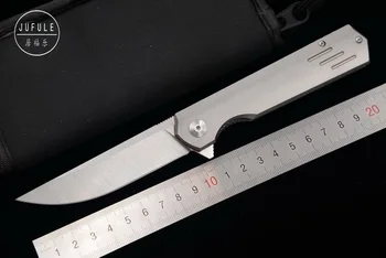 

JUFULE Qwaiken M390 blade Titanium ceramic ball bearing Flipper folding camping hunt pocket fruit EDC tool dinner kitchen knife