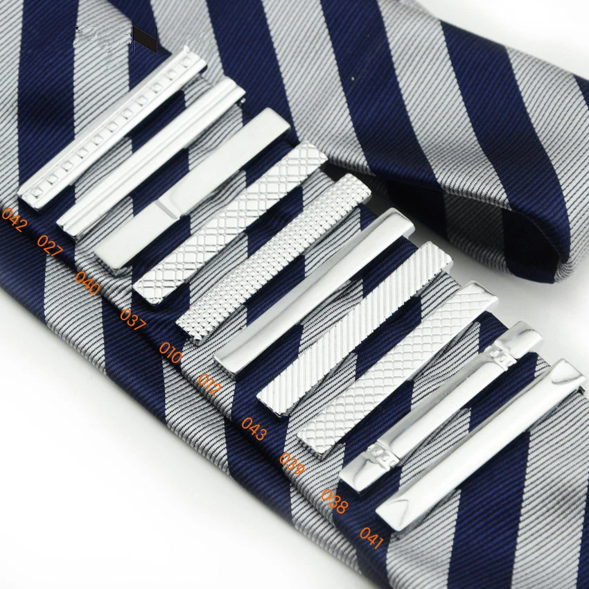 Горячая Распродажа, 4 см, 10 моделей, розничная, короткий серебристый цвет, мужской металлический галстук, галстук-бар, мужской хромированный зажим, простые узкие Зажимы для галстука, булавки