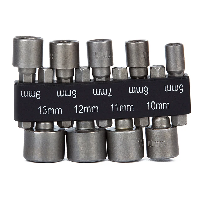 9pcs/set 5mm-13mm 1/4 Inch Hex Shank Socket Sleeve Nozzles Nut Driver Bit Set Drill Bit Adapter Hex Power Tools